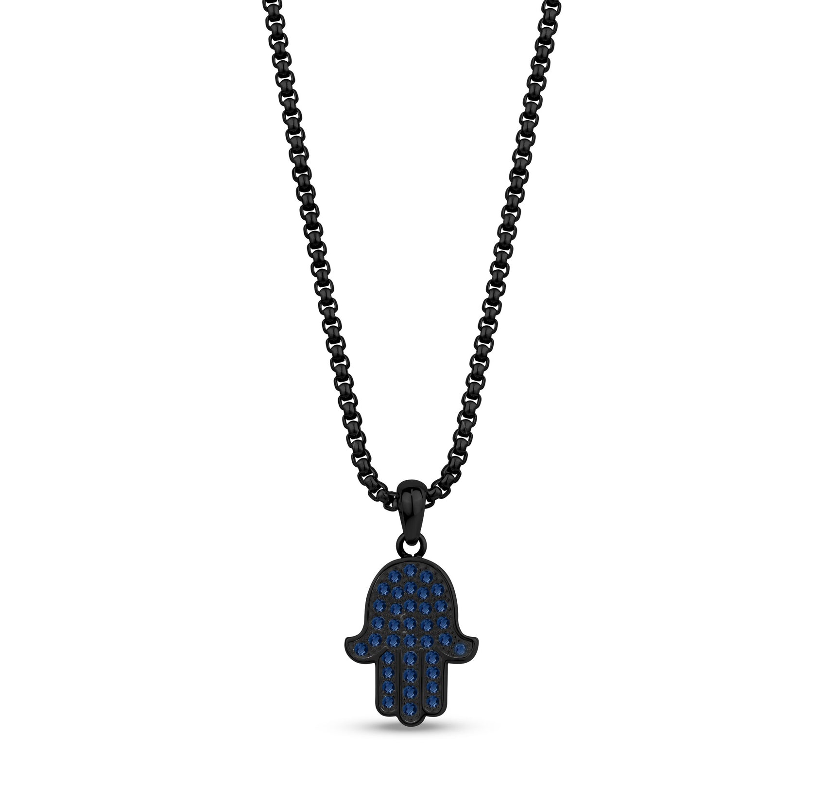 Stone-Set Hamsa Pendant - Men Pendant - The Steel Shop