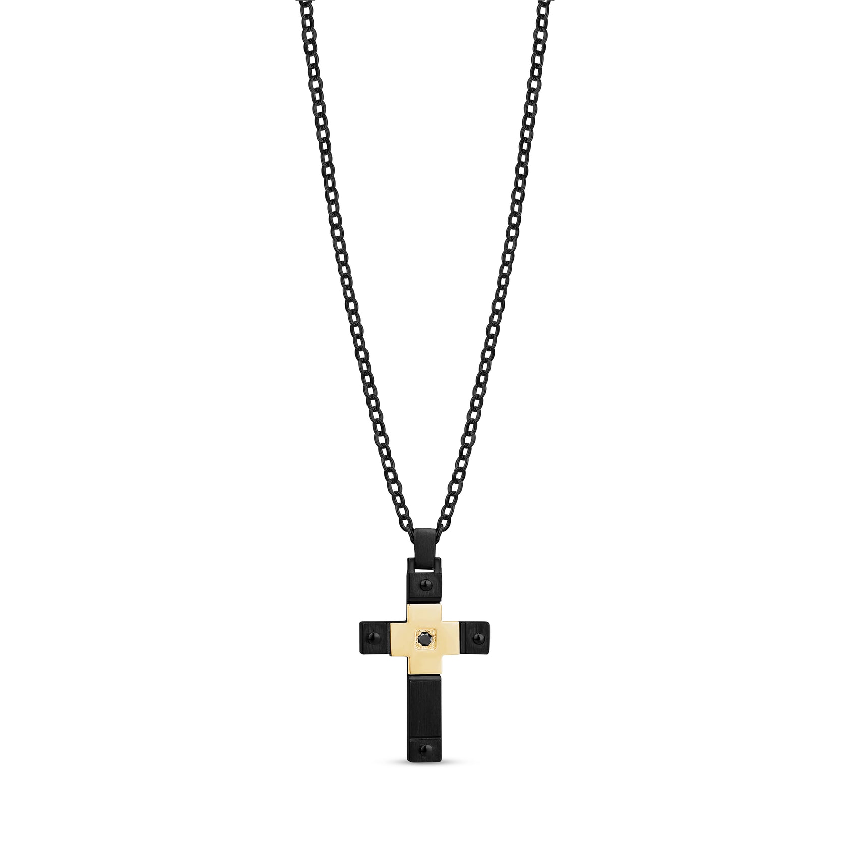 Modern Two-Tone Cross Pendant - Men Pendant - The Steel Shop