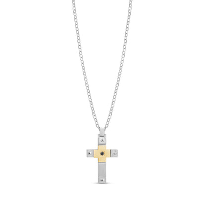 Modern Two-Tone Cross Pendant - Men Pendant - The Steel Shop