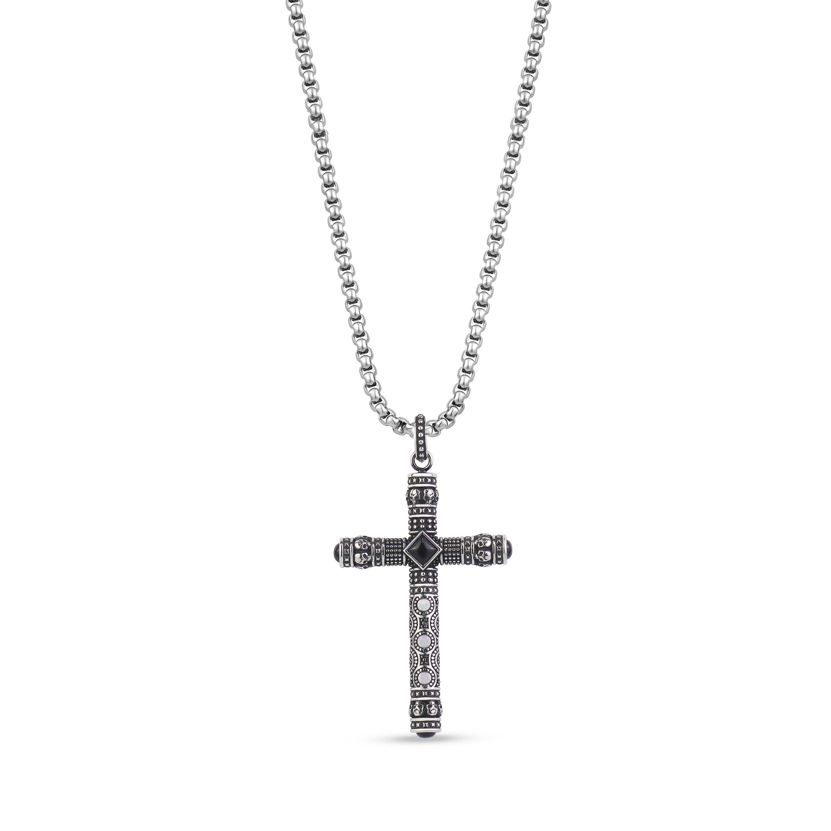 Skulls and Stones Large Cross Pendant - Men Pendant - The Steel Shop