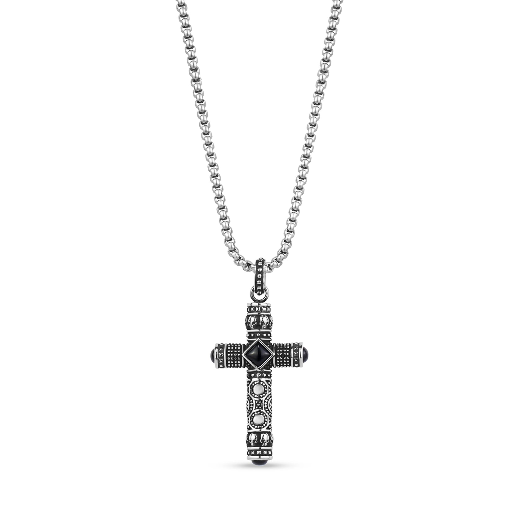 Skulls and Stones Cross Pendant - Men Pendant - The Steel Shop
