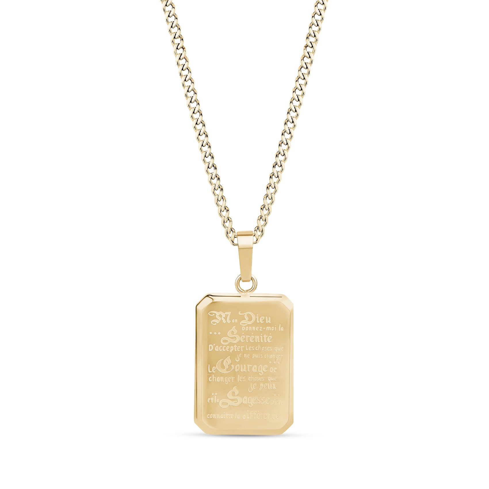 French Serenity Prayer Dog Tag - Men Pendant - The Steel Shop
