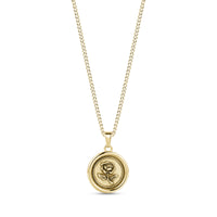 Gold Eternal Rose Medallion Pendant on 2mm Cuban Link Chain