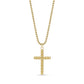 Gold stainless steel box link cross pendant necklace with round box link chain