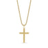 Gold stainless steel box link cross pendant necklace with round box link chain