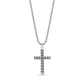 Silver stainless steel box link cross pendant necklace with round box link chain
