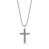Silver stainless steel box link cross pendant necklace with round box link chain