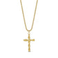 Gold twisted rope cross pendant necklace with 2mm round box link chain, adjustable length