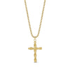 Gold twisted rope cross pendant necklace with 2mm round box link chain, adjustable length