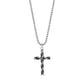 Silver twisted rope cross pendant necklace with 2mm round box link chain, adjustable length
