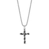 Silver twisted rope cross pendant necklace with 2mm round box link chain, adjustable length