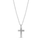 Back view of a stainless steel necklace showing the smooth, engravable backside of the cross pendant on the same chain.