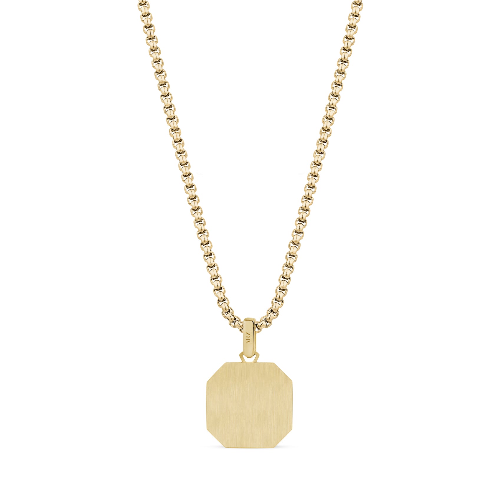 Back view of gold lion pendant showing smooth engravable backside