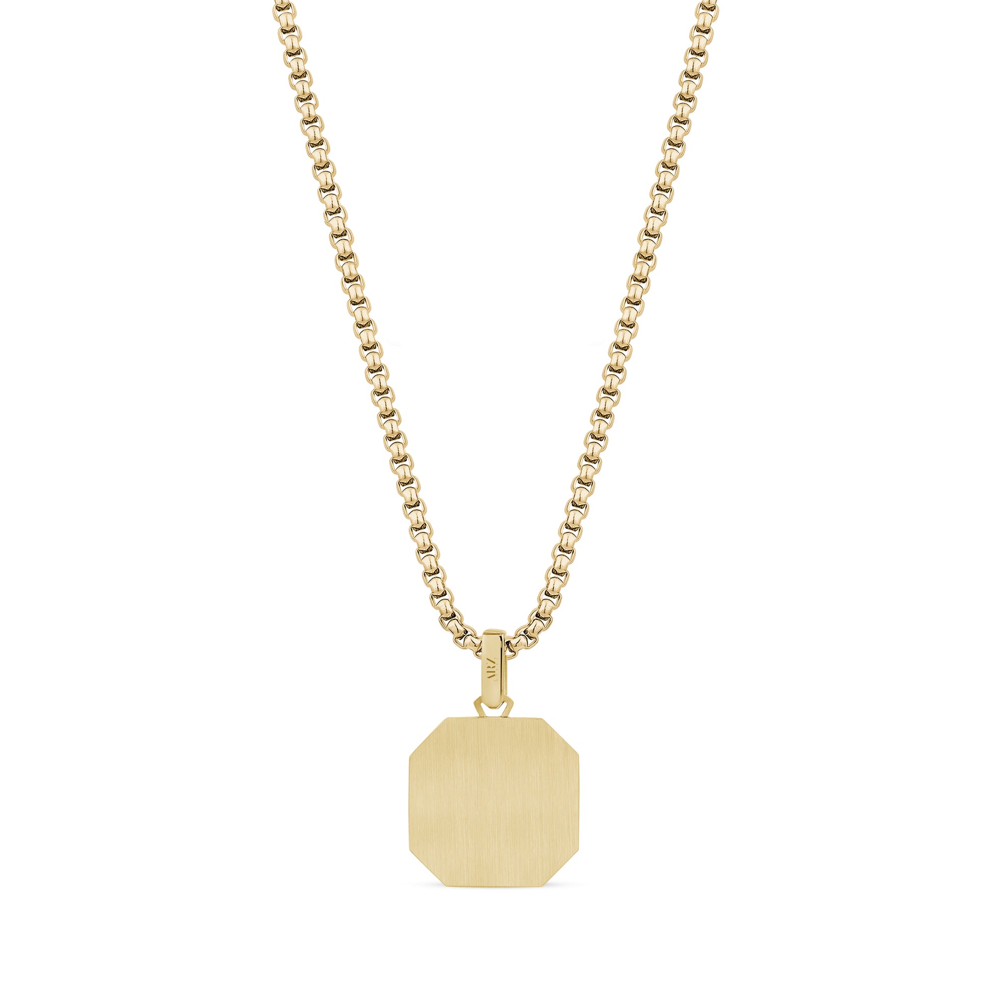 Back view of gold lion pendant showing smooth engravable backside