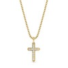 Gold pavé cubic zirconia cross pendant on 3mm round box link chain, 22 inches long