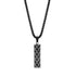 Black Armor Urn Pendant Necklace with diamond-patterned black stainless steel pendant on round box chain