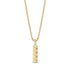 Front view of gold-tone Eternal Flow urn pendant necklace with textured cylindrical pendant on 24 inch adjustable round box link chain