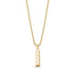 Back view of gold-tone Eternal Flow urn pendant necklace highlighting screw compartment at pendant bottom and round box link chain
