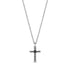 Black stone rope cross pendant on a 20-inch stainless steel chain