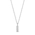 Mini modern urn pendant necklace in polished silver stainless steel, vertical bar design on cable chain