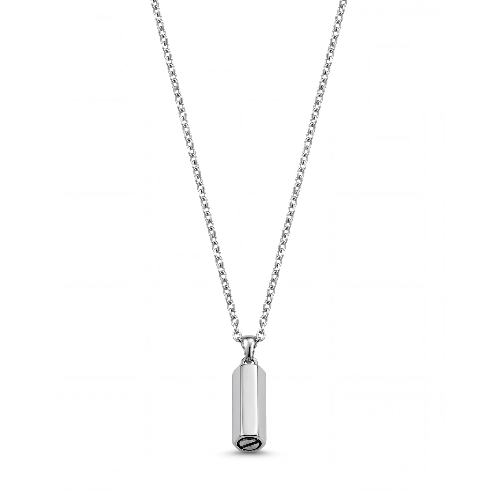 Close-up of the mini urn pendant's secure screw closure at the base for sealing ashes or memorial keepsakes