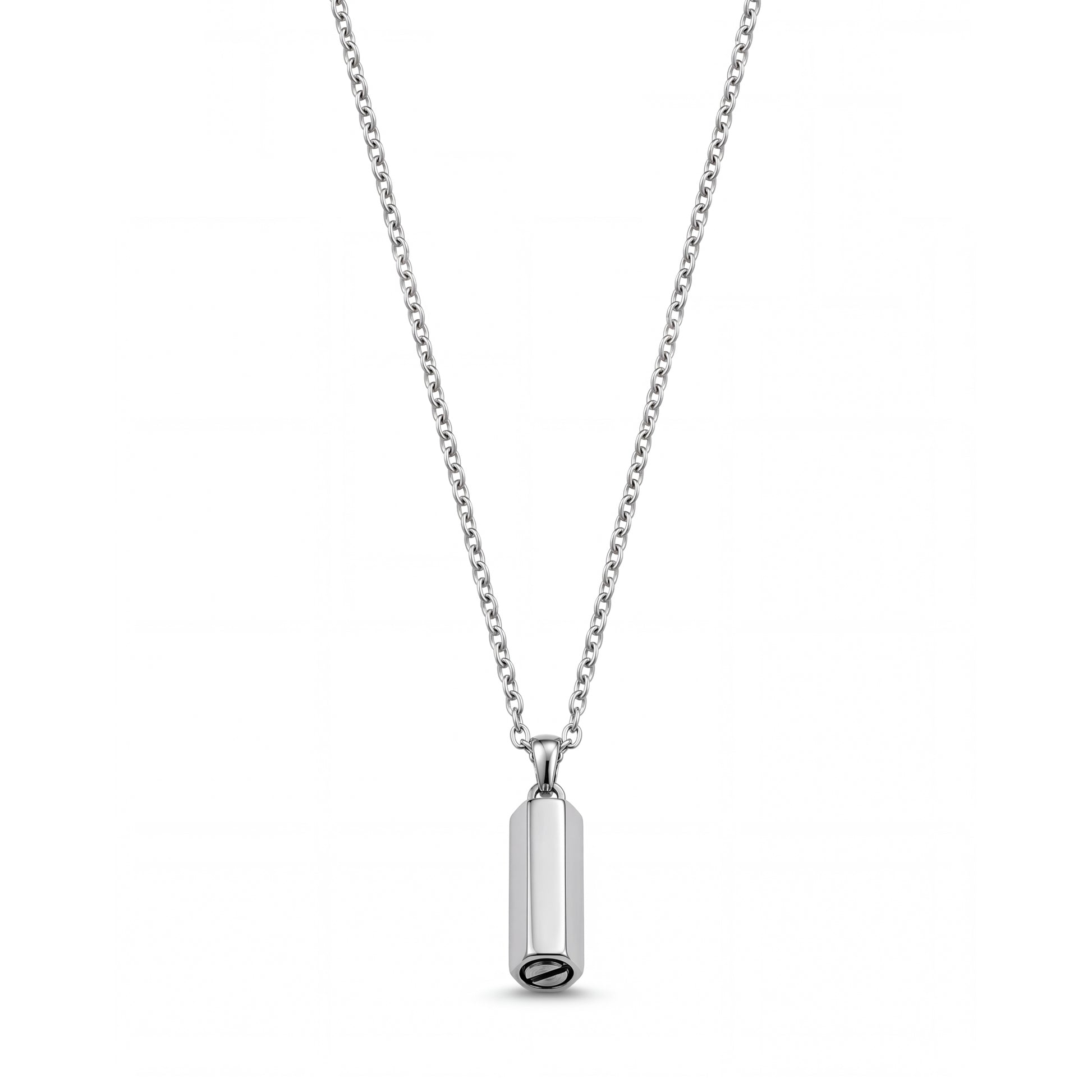 Close-up of the mini urn pendant's secure screw closure at the base for sealing ashes or memorial keepsakes
