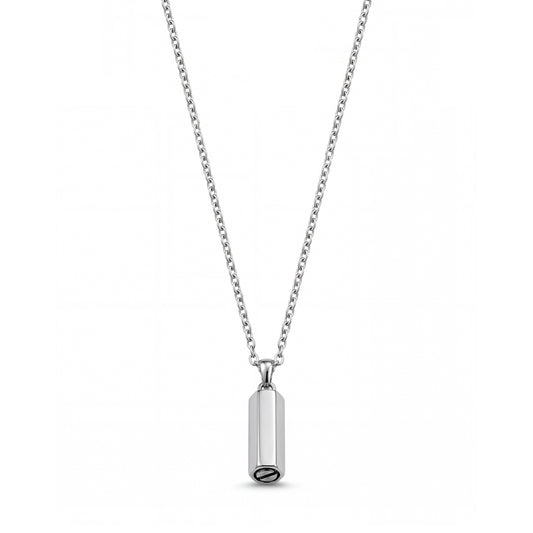 Close-up of the mini urn pendant's secure screw closure at the base for sealing ashes or memorial keepsakes