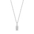 Mini beveled edge urn pendant necklace in polished silver stainless steel, dog-tag shape on cable chain