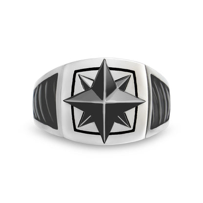 North Star Signet Ring - Men Ring - The Steel Shop