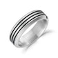 Black Lined Beveled Edge Band - Men Ring - The Steel Shop
