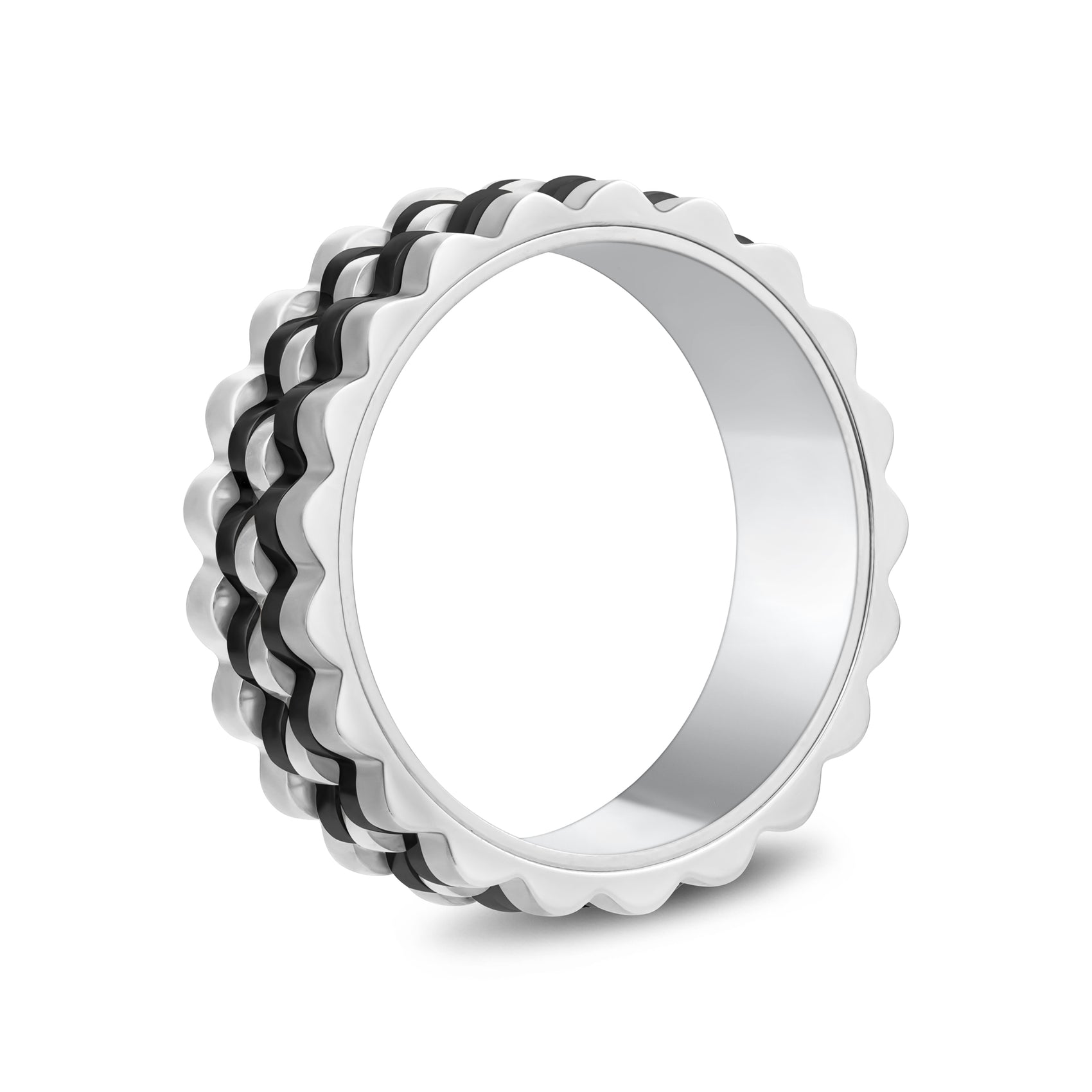 Ripple Link Two-Tone Band - Men Ring - The Steel Shop