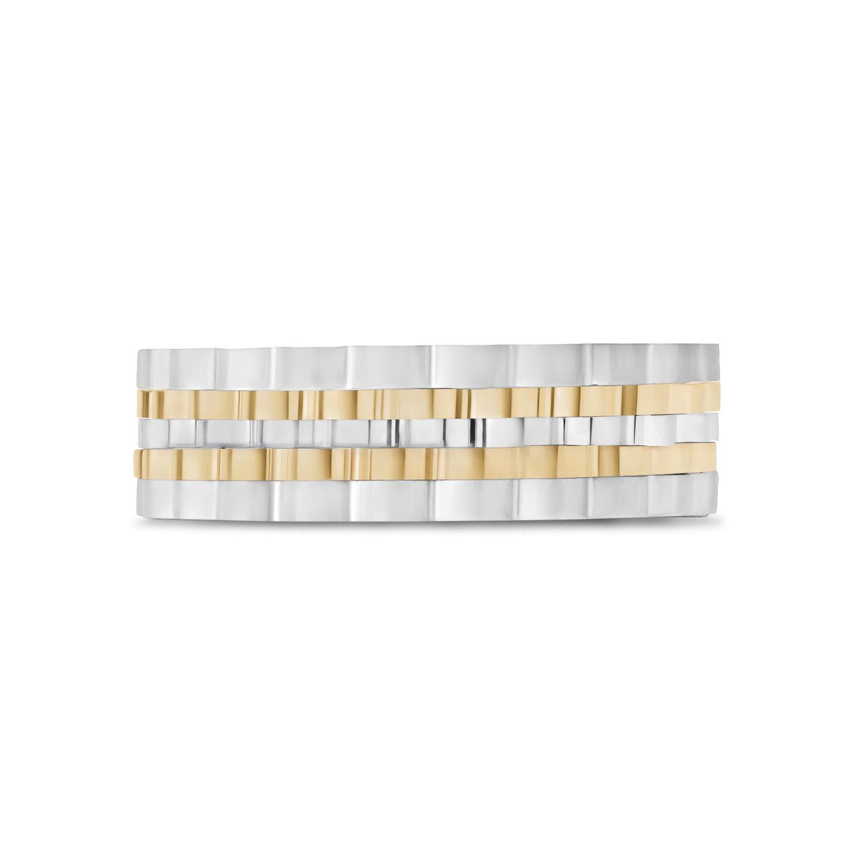 Ripple Link Two-Tone Band - Men Ring - The Steel Shop