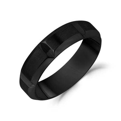 Contemporary Beveled Edge Band - Men Ring - The Steel Shop