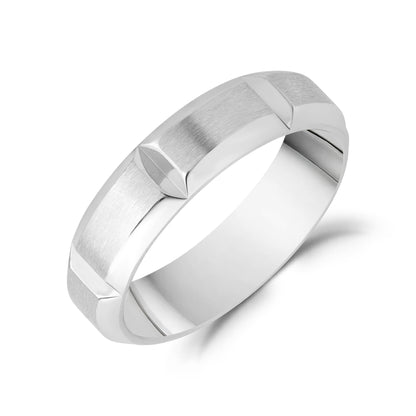Contemporary Beveled Edge Band - Men Ring - The Steel Shop