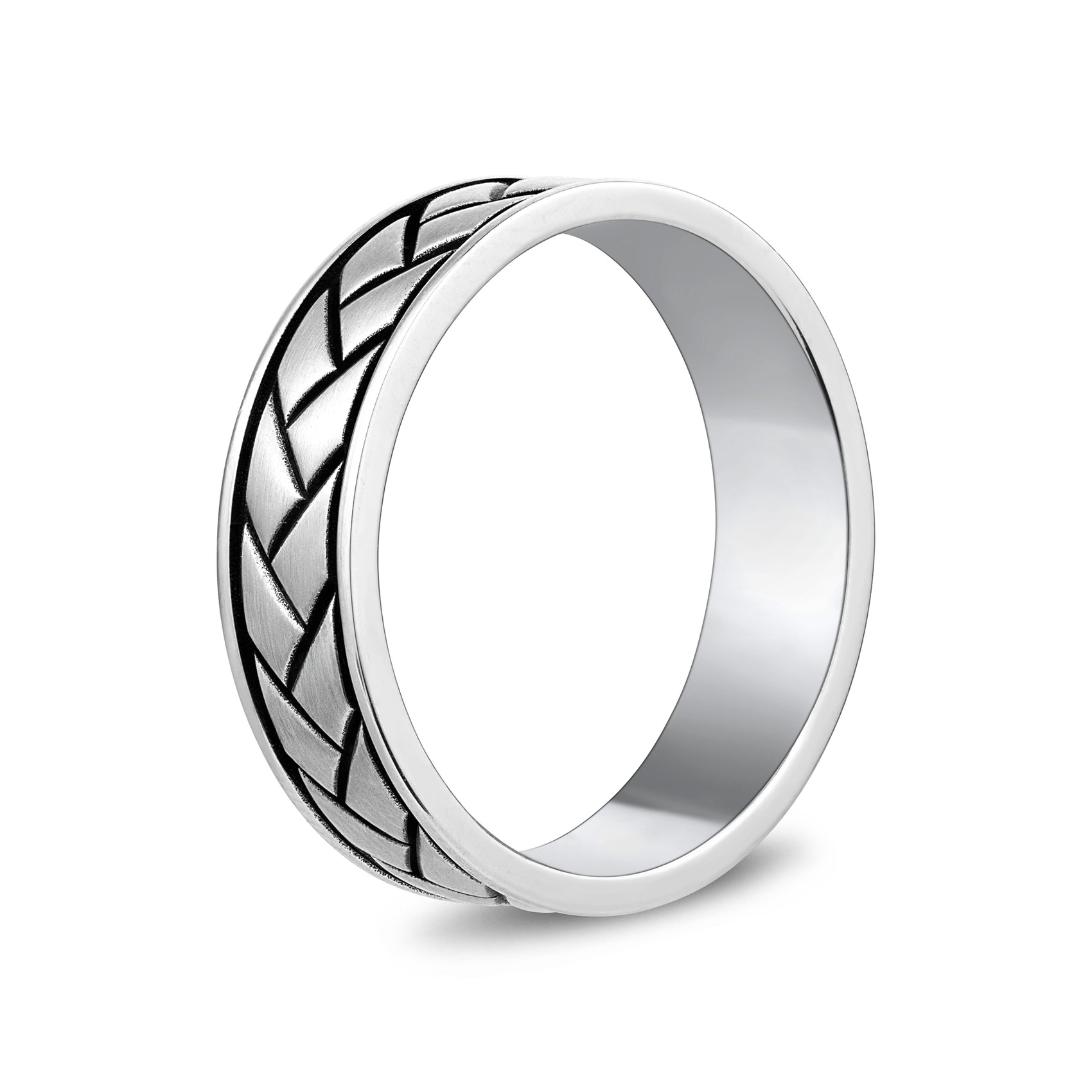Architectural Geo Band - Men Ring - The Steel Shop