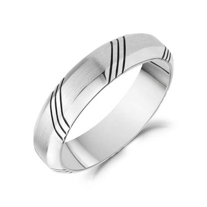 Refined Striped Band - Men Ring - The Steel Shop