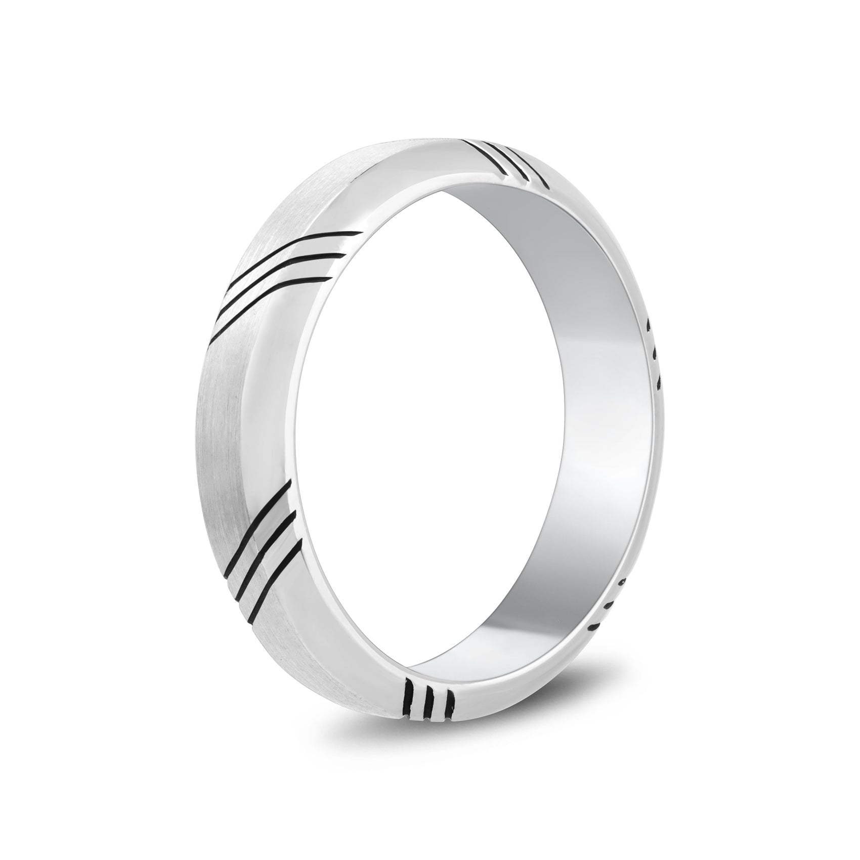 Refined Striped Band - Men Ring - The Steel Shop