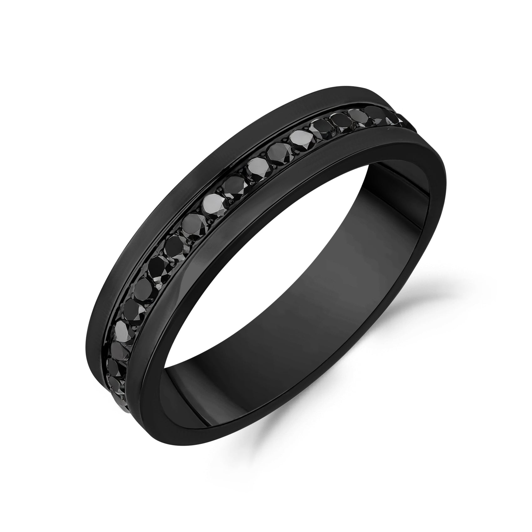 Modern Noir Gemstone Band - Men Ring - The Steel Shop