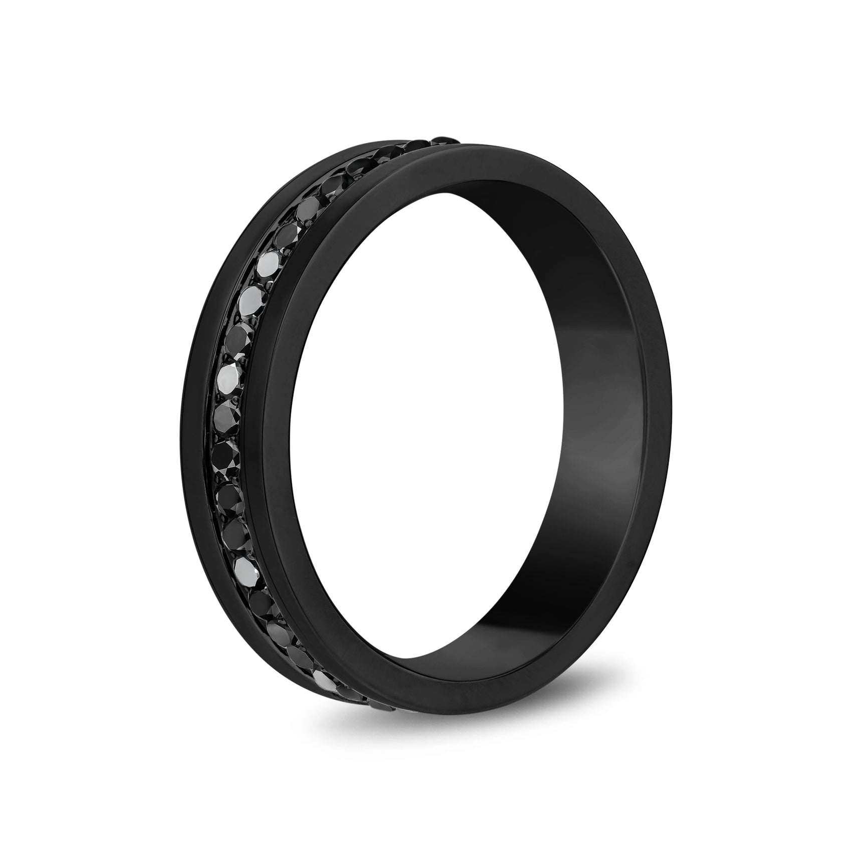 Modern Noir Gemstone Band - Men Ring - The Steel Shop