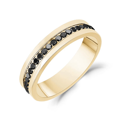 Modern Noir Gemstone Band - Men Ring - The Steel Shop