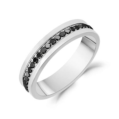 Modern Noir Gemstone Band - Men Ring - The Steel Shop