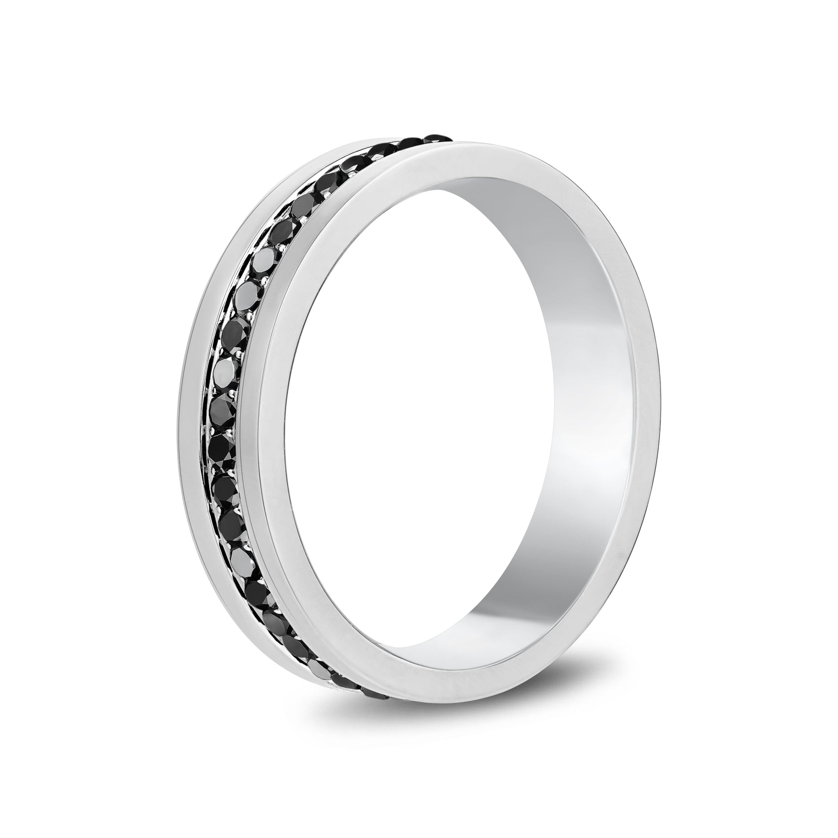 Modern Noir Gemstone Band - Men Ring - The Steel Shop
