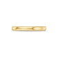 Front facing view of a gold tone domed wedding ring featuring milgrain trim along the top and bottom edges of the band.