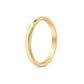 Upright side view of a gold stainless steel milgrain wedding ring displaying the rounded domed profile and comfort fit band.