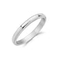 Silver stainless steel 3mm domed milgrain wedding band shown at an angle highlighting the textured beaded edges and polished center.