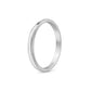 Side profile of a silver stainless steel milgrain wedding band standing upright showing the domed comfort fit interior.