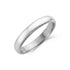 Close-up of a polished stainless steel 4mm domed wedding band with detailed milgrain edges  