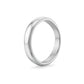 Side view of stainless steel domed wedding band highlighting smooth, polished finish and milgrain trim  