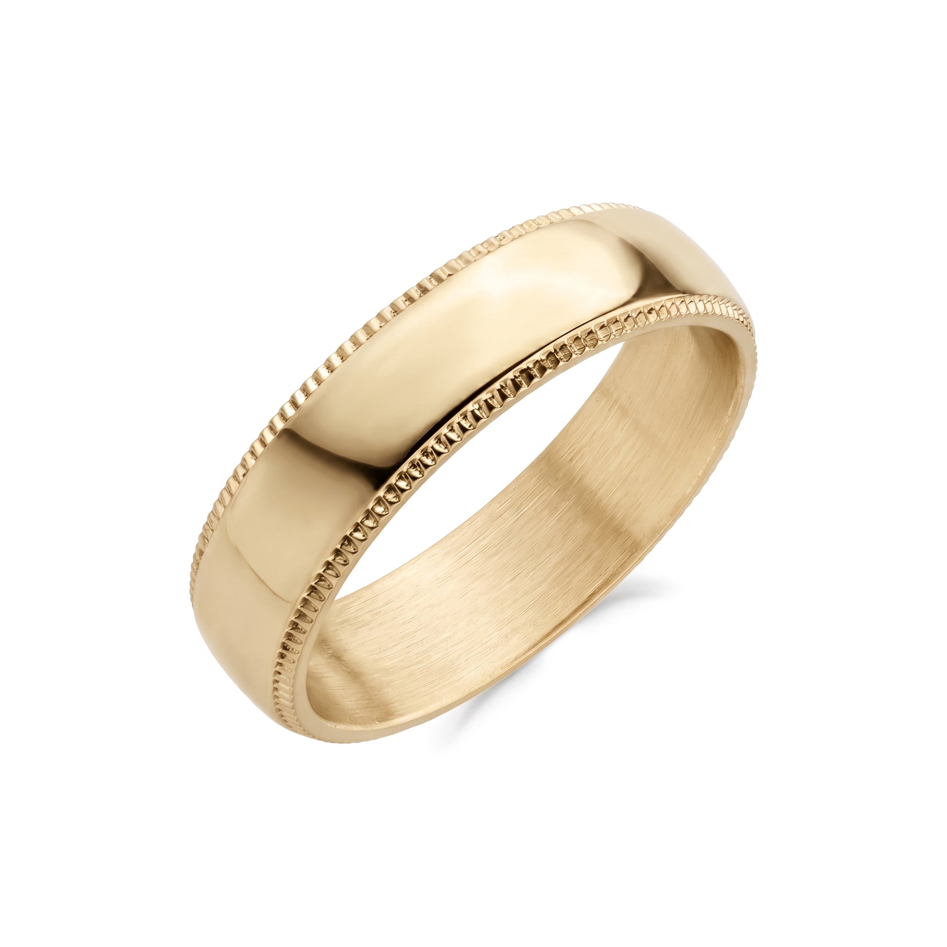 Image of the interior of a stainless steel ring highlighting its comfort fit design and smooth finish  