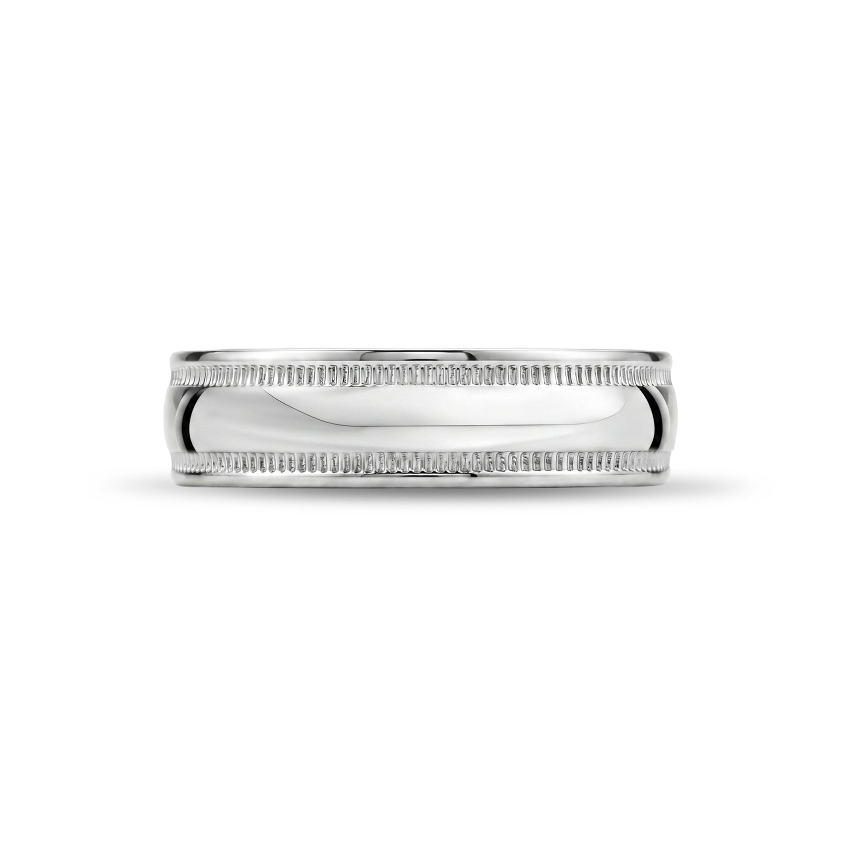 Side view of a high-quality stainless steel ring showing smooth comfort fit interior.  